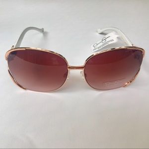 Jessica Simpson Aviator Sunglasses Rose Gold White